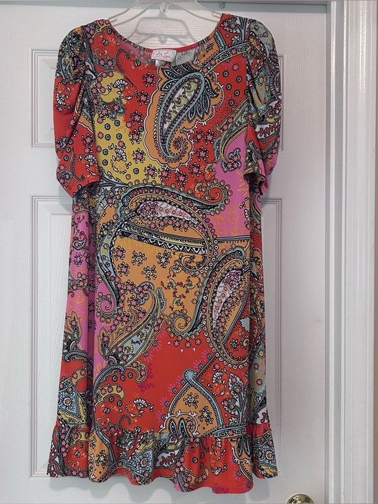 Ivy Lane Dresses & Skirts - Ivy Lane EUC Size Large Paisley Knee Length Dress Bohemian Bottom Ruffle Midi